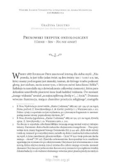 Prusowski tryptyk ontologiczny (&bdquo;Cienie&rdquo; &ndash; &bdquo;Sen&rdquo; &ndash; &bdquo;Nic nie ginie!&rdquo;)