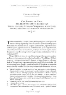 Czy Bolesław Prus był ekonomicznym fantastą? Kariera finansowa Stanisława Wokulskiego w kontekście dziewiętnastowiecznych reali&oacute;w ekonomicznych