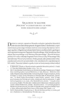 Szlachcic w salonie. &bdquo;Wieczory&rdquo; w literaturze XIX i XX wieku wobec romantycznej gawędy