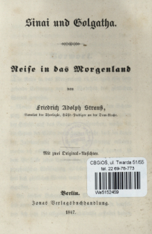 Sinai und Golgatha : Reise in das Morgenland