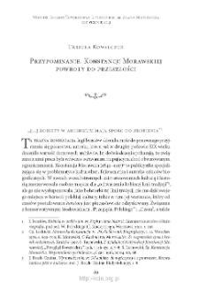 Przypominanie. Konstancji Morawskiej powroty do przeszłości