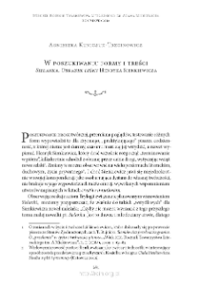 W poszukiwaniu formy i treści. &bdquo;Sielanka. Obrazek leśny&rdquo; Henryka Sienkiewicza