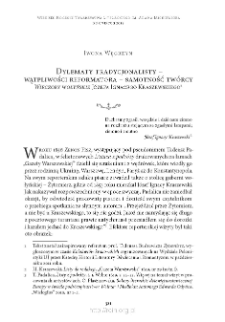 Dylematy tradycjonalisty &ndash; wątpliwości reformatora &ndash; samotność tw&oacute;rcy. &bdquo;Wieczory wołyńskie&rdquo; J&oacute;zefa Ignacego Kraszewskiego