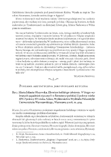 Postawa artystyczna jako postawa etyczna. Rec.: Maria Jolanta Olszewska, &bdquo;Heroizm ludzkiego istnienia. W kręgu wybranych zagadnień etycznych w literaturze polskiej II połowy wieku XIX i I połowy XX wieku. Szkice&rdquo;, Warszawa 2008