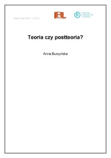 Teoria czy postteoria?