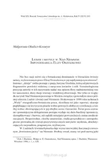 Ludzie i motyle w &bdquo;Nad Niemnem&rdquo;. Imponderabilia Elizy Orzeszkowej