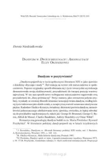 Dandyzm w &bdquo;Dw&oacute;ch biegunach&rdquo; i &bdquo;Argonautach&rdquo; Elizy Orzeszkowej