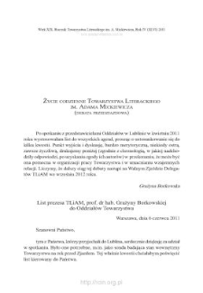 Życie codzienne Towarzystwa Literackiego im. Adama Mickiewicza (debata przedzjazdowa)