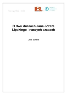 O dwu duszach Jana J&oacute;zefa Lipskiego i naszych czasach