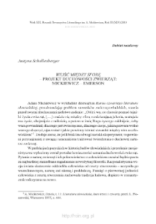 &bdquo;Wejść między sforę&rdquo; &ndash; projekt duchowości zwierząt: Mickiewicz &ndash; Emerson