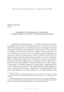 Sienkiewicz przekracza granice. O "przełomie" w życiu i tw&oacute;rczości pisarza