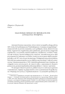 Mazurskie miniatury biograficzne (ustalenia wstępne)