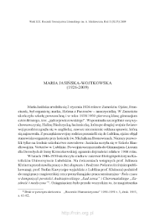 Maria Jasińska-Wojtkowska (1926&ndash;2009)