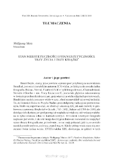 Stan nieestetyczności i stan estetyczności. Trzy życia i trzy książki