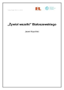 "Żywioł wszelki" Białoszewskiego