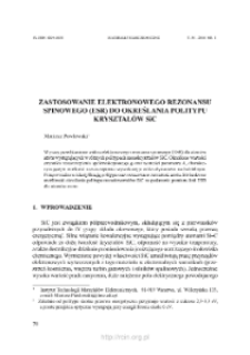 Zastosowanie elektronowego rezonansu spinowego (ESR) do określania politypu kryształ&oacute;w SiC = Application of electron SPIN resonance (ESR) to polytype determination of SiC crystals
