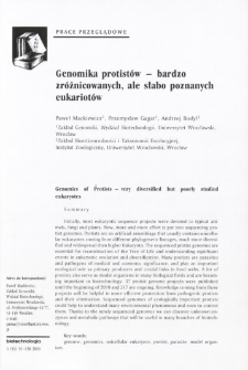 Genomics of Protists - very diversified but poorly studied eukaryotes