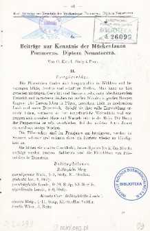 Beitr&auml;ge zur Kenntnis der M&uuml;ckenfauna Pommerns : Diptera Nematocera [Teil 2]