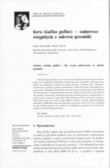 Chicken (Gallus gallus) - the recent achievments in animal genomics