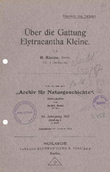 &Uuml;ber die Gattung Elytracantha Kleine