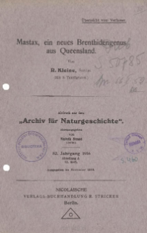 Mastax, ein neues Brenthidengenus aus Queensland