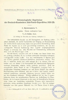 Entomologische Ergebnisse der Deutsch-Russischen Alai-Pamir-Expedition 1928 (II) : 2. Hymenoptera V. Apidae. Genus Anthophora Latr.