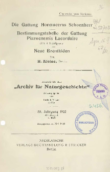 Die Gattung Hormocerus Schoenherr