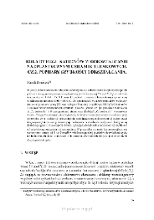 Rola dyfuzji kation&oacute;w w odkształcaniu nadplastycznym ceramik tlenkowych. Cz. 2. Pomiary szybkości odkształcania = The role of cation diffusion in superplastic deformation of oxide ceramics. Part 2 Strain rate measurements
