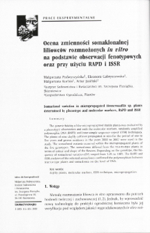 Somaclonal variation in micropropagated Hemerocallis sp. plants determined by phenotype and molecular markers, RAPD and ISSR