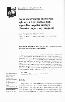 Ocena efektywności regeneracji wybranych linii podwojonych haploidów rzepaku ozimego (Brassica napus ssp. oleifera)