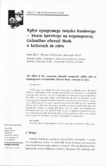 The effect of the exogenous phenolic compound, caffeic acid on organogenesis of Galanthus elwesii Hook, cultured in vitro