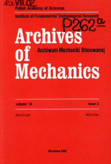 Archives of Mechanics Vol. 54 nr 3 (2002)