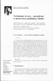 In OVO technology - a tool of modern prophylactic in poultry