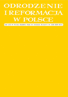 Odrodzenie i Reformacja w Polsce T. 62 (2018), Strony tytułowe, Spis treści