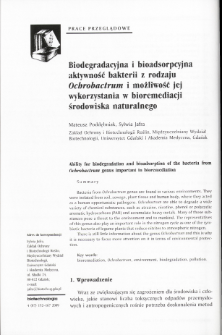 Ability for biodegradation and bioadsorption of the bacteria from Ochrobactrum genus important in bioremediation