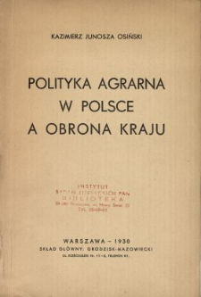 Polityka agrarna w Polsce a obrona kraju