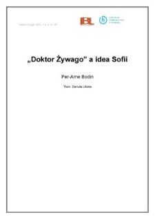"Doktor Żywago" a idea Sofii
