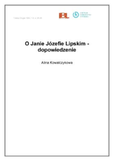 O Janie Józefie Lipskim - dopowiedzenie