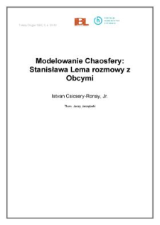 Modelowanie Chaosfery: Stanisława Lema rozmowy z Obcymi