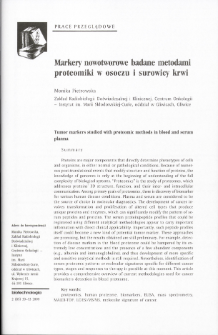 Tumor markers studied with proteomic methods in blood and serum plasma