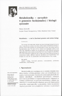 Metabolomika - narzędzie w genomice funkcjonalnej i biologii systemów