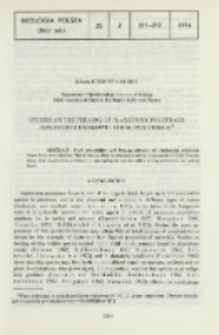 Studies on the feeding of planktonic polyphage Asplanchna priodonta Gosse (Rotatoria)