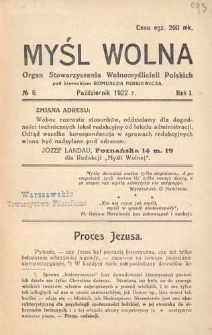 Myśl Wolna : organ Stow. Wolnomyślicieli Polskich, R. 1, Nr 6