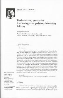 Biochemiczne, genetyczne i technologiczne podstawy biosyntezy L-lizyny