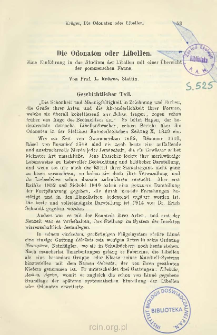 Die Odonaten oder Libellen: Eine Einf&uuml;hrung in das Studium der Libellen mit einer &Uuml;bersicht der pommerschen Fauna