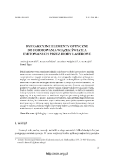 Dyfrakcyjne elementy optyczne do formowania wiązek światła emitowanych przez diody laserowe = Diffractive optical elements for laser diode beams shaping