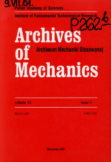 Archives of Mechanics Vol. 53 nr 3 (2001)