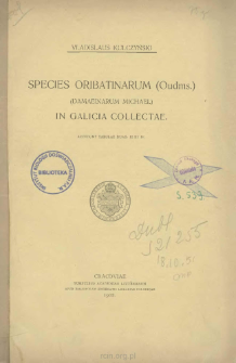 Species Oribatinarum (Oudnis.) (Damaeinarum Michael) in Galicia collectae
