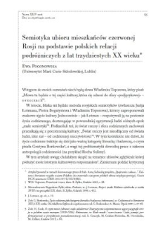 Semiotyka ubioru mieszkańc&oacute;w czerwonej Rosji na podstawie polskich relacji podr&oacute;żniczych z lat trzydziestych XX wieku