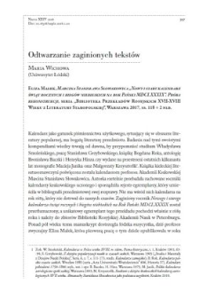Odtwarzanie zaginionych tekst&oacute;w